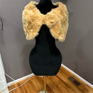 Authentic Rabbit Fur Tan Shawl
